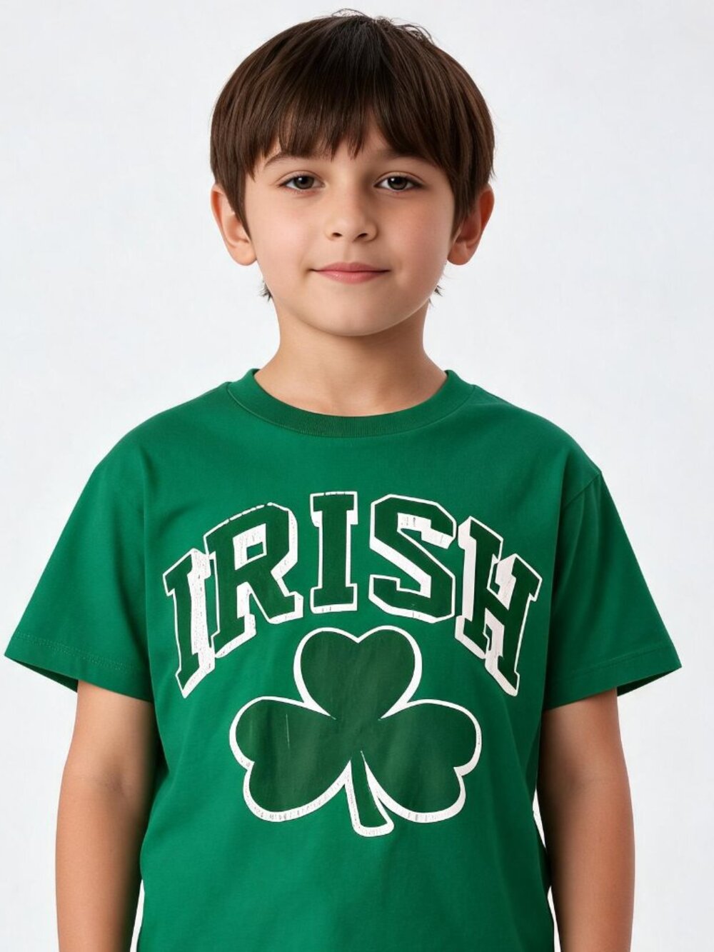 The Childrens Place boys green Irish shamrock graphic T shirt size M 7 8